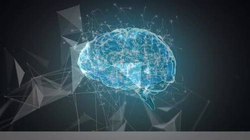 Futuristic Digital Brain Neural Network Connections Animation