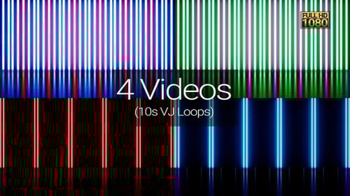 Vibrant Neon Light Bars Looping Animation Pack