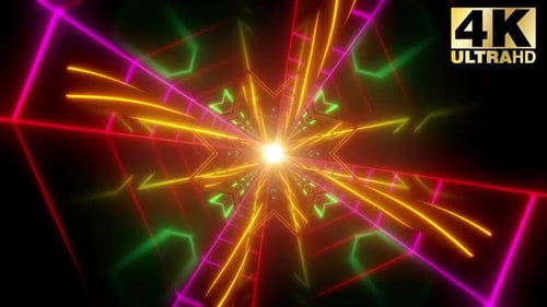 Abstract Futuristic Neon Tunnel Seamless Loop Background