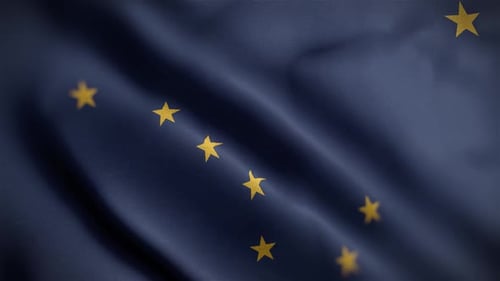 Realistic Alaska State Flag Waving Loop Background