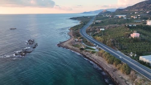 Traffic on the Beach Aerial View 4 K