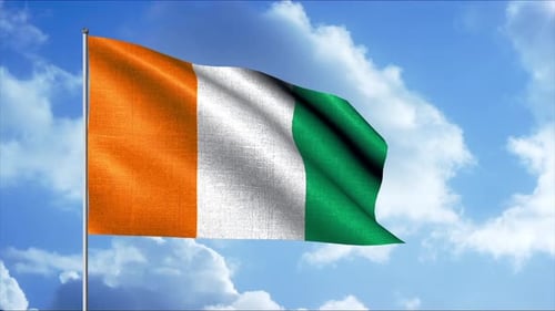 Seamless Loop Realistic Waving Flag Orange White Green