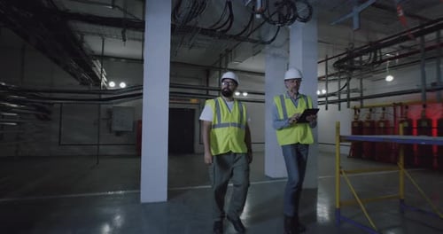 Employees Discussing Power Station Workshop