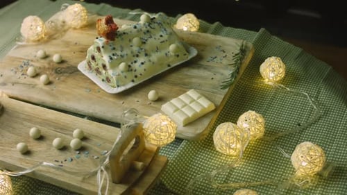 Cake with Green Dough Sour Cherries and Sour Cream