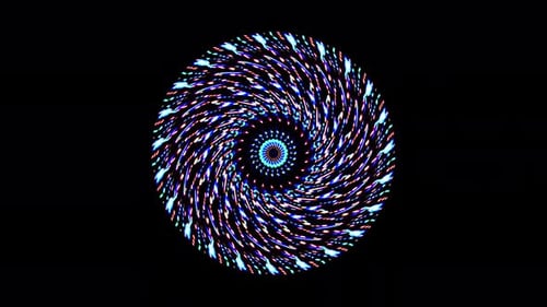 animated round shape of multicolor flashing lights, on a black background