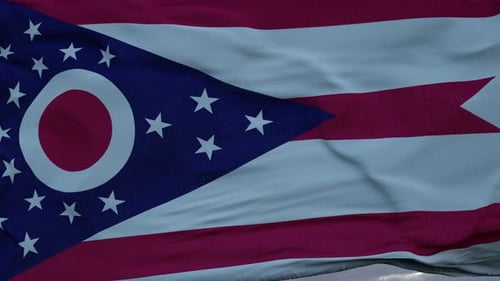 Realistic Ohio State Flag Waving in the Wind