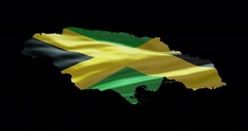 Waving Jamaican Flag Map Outline Animation
