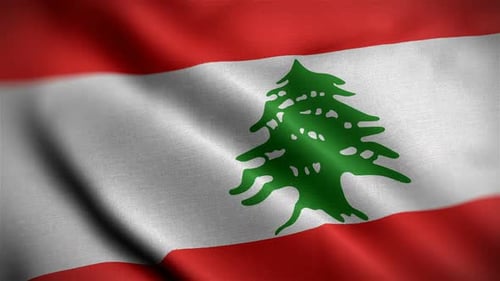 Waving Lebanon Flag Seamless Loop