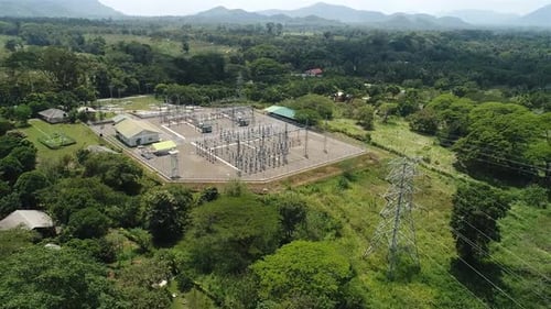 Flyover Electrical Power Grid Substation
