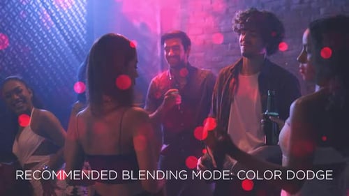 Floating Red Bokeh Particles and Light Beam Overlay