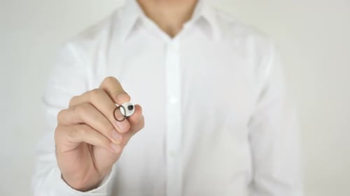 Hand Writes "Offline" With Stylus on Glass