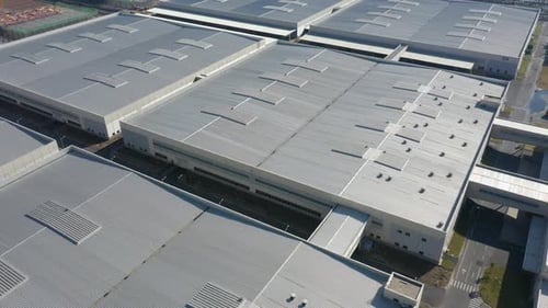 Factory building in city