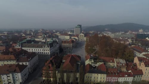Aerial of buildings near the Congress Square