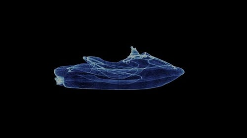 Futuristic Wireframe Jet Ski Hologram Rotating Animation