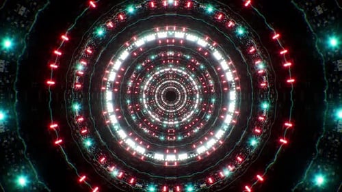 Red and Cyan Light Mechanical Tunnel Loop 4K