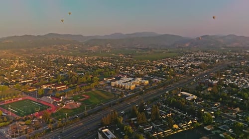 Napa Valley wine country. Homes and business property in local town