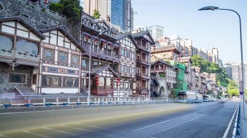 Time lapse of Modern metropolis skyline , Chongqing, China