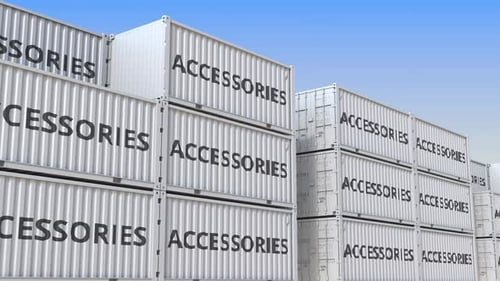Animated Shipping Containers Labeled Accessories for Logistics and Commerce