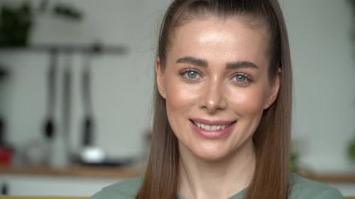 Smiling Young Adult Woman Close Up Portrait