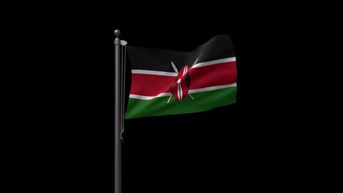 Kenia-Flagge auf Fahnenmast mit Alphakanal