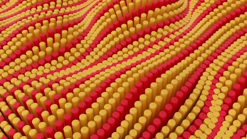 Animated Red and Yellow Geometric Wave Cylinder Background Loop