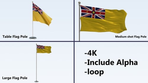 Niue Flaggenmast-Set mit 4K-Schlaufen