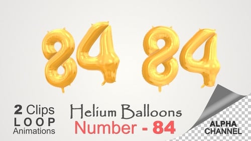 Golden 84 Number Foil Balloons Animation