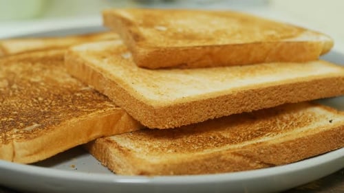 Close Up of Toast Slices on a Plate