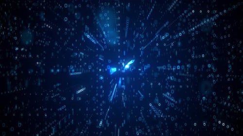 Futuristic Digital Tunnel of Binary Code and Data Flow