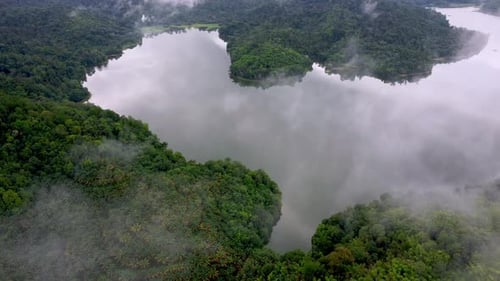 Aerial view natural morning cloud flow