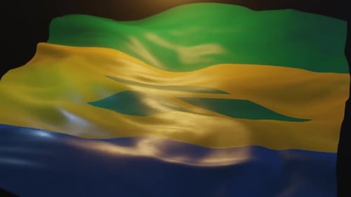 Gabon National Flag Realistic Waving Loop