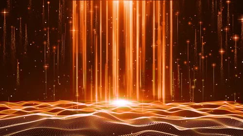 Golden Romantic Particles Stream Background