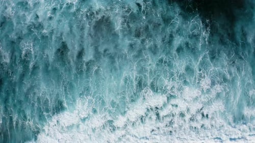 Foaming Waves Top Down Aerial View