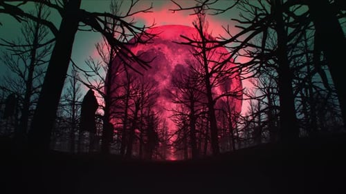 Horror Forest In The Blood Moon Night 4K