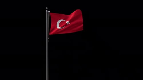 Seamless Loop of Waving 3D Flag of Turkey