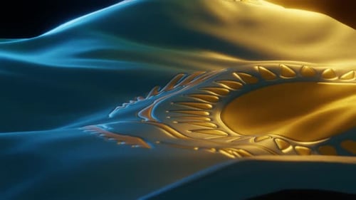 Fluid Waving Cloth with Illuminated Golden Pattern