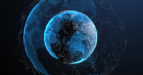 Futuristic Digital Earth Global Network Animation