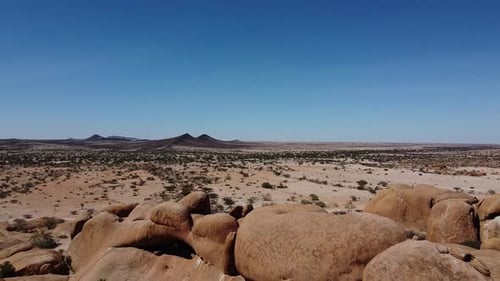 Drone footage of the beautiful nature of Namibia, desert with huge rocks
