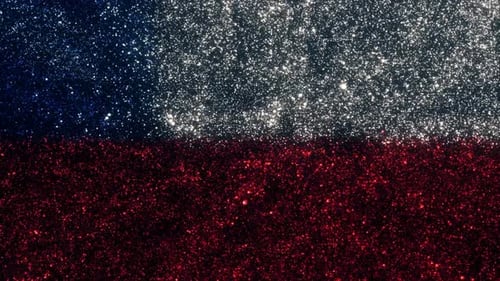 Shimmering Blue White Red Glitter Particles Background Loop