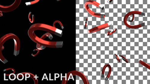Red Horseshoe Magnets Falling Loop Background
