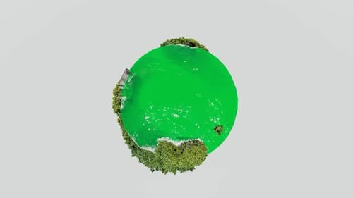 Animated Tiny World with Green Water and Lush Foliage