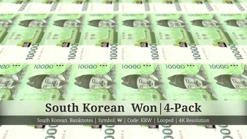 South Korean Won | Korea, South Currency - 4 Pack | 4K Resolution | Looped