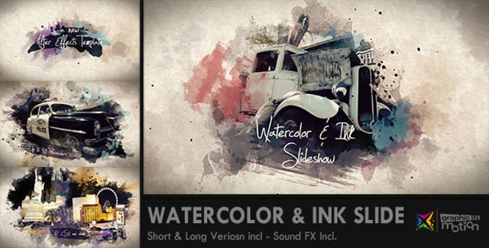 1080p (Full HD) After Effects Watercolor Slideshow Editable Video ...