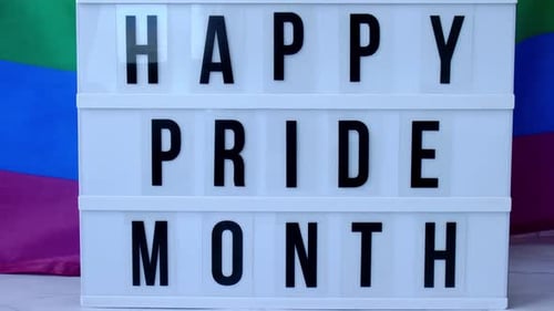 Happy Pride Month With Rainbow Banner