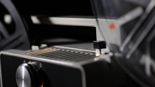 Rotating Film Reel Projector Mechanism Close Up