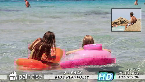 Kids Playing at Beach (2-Pack)