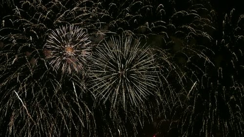 Colorful Firework display at night on sky background