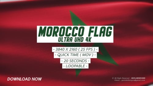 Morocco National Flag Realistic Waving Seamless Loop