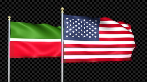 Waving Flags: Tatarstan and USA on Alpha Channel
