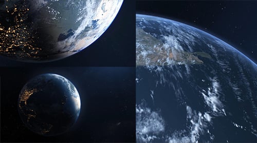 Rotating Planet Earth Seen From Outer Space